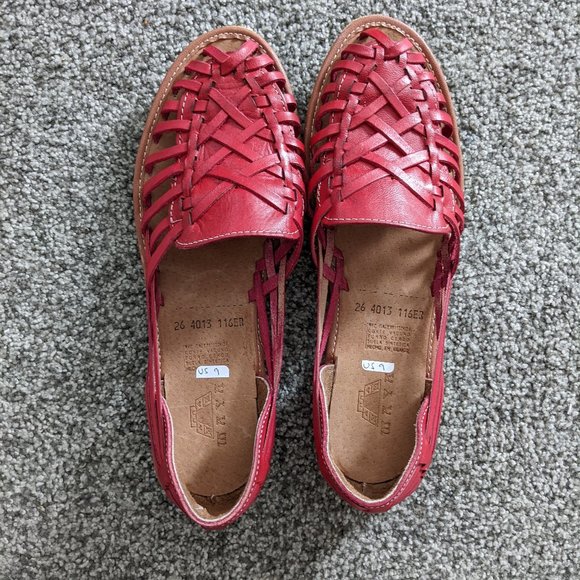 Red women's Mexican huraches 9 - Picture 1 of 4